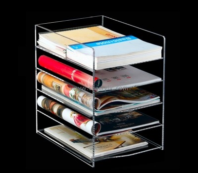 Acrylic display manufacturer custom plexiglass file organizer lucite magazine holder BH-2282