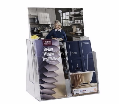 Customized acrylic literature holders plastic paper display holder wall mounted brochure rack BH-299