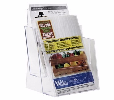 Custom acrylic plexiglass flyers magazine racks literature display wall mount BH-391