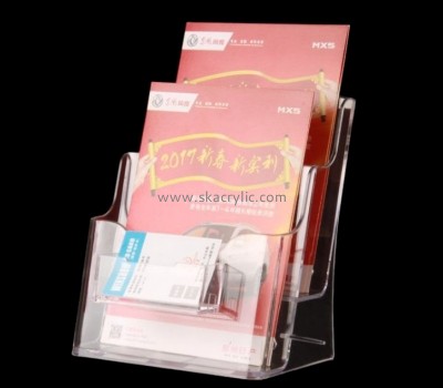 Customize plastic brochure holder with business card pocket BH-1413