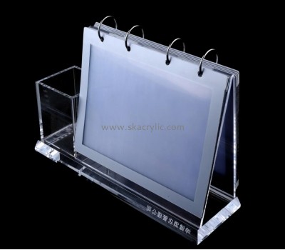 Custom design L shape clear acrylic plastic desk calendar holder SH-001