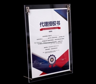 Acrylic display supplier custom plexiglass certificate of authorization frame SH-728