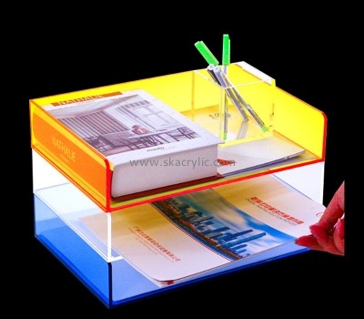 Acrylic display supplier custom plexiglass desk file organizer holder BH-2293