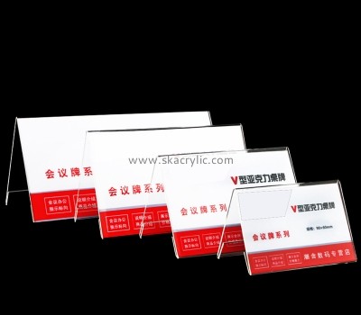 China perspex manufacturer custom acrylic V shape meeting sign holder SH-763
