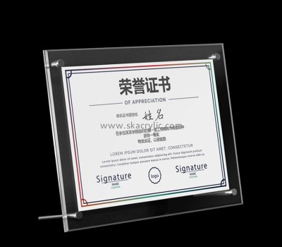 China plexiglass manufacturer custom acrylic certificate display frame SH-766