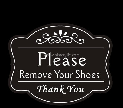 Acrylic item manufacturer custom perspex please remove your shoes sign BS-254