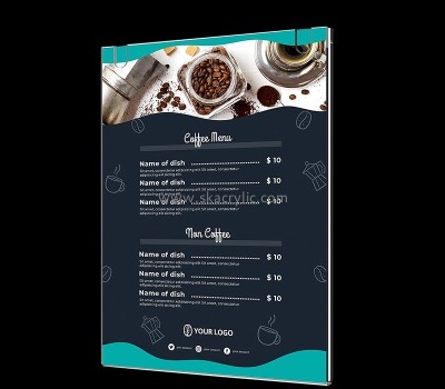Plexiglass display supplier custom acrylic wall mount coffee shop menu holder BS-258