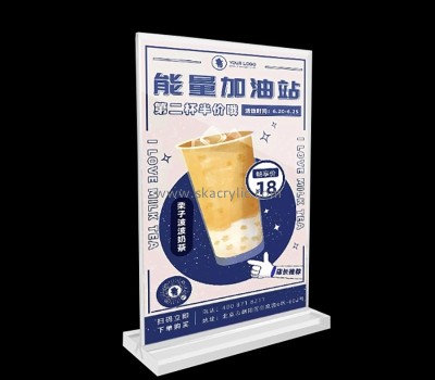 Acrylic products manufacturer custom lucite L drink menu holder SH-803