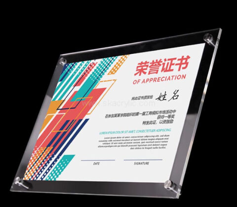 Wholesale custom acrylic hanging certificate of honor sign
