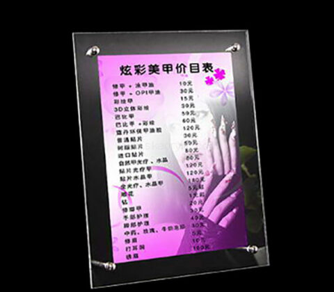 Wholesale custom plexiglass price list sign