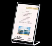 Wholesale custom lucite L-shaped table display sign holder SH-988 Wholesale custom lucite L-shaped table display sign holder