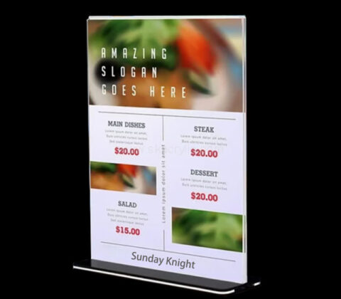 Custom acrylic bistros tabletop menu holder
