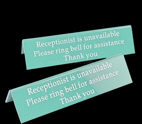 Custom acrylic reception desks information sign