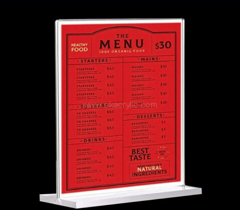 Custom acrylic bistros menu holder