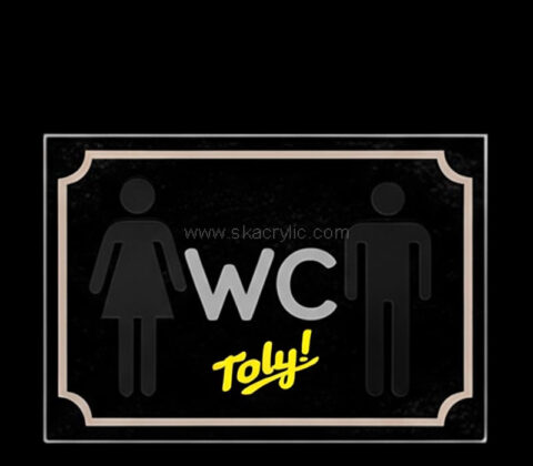 Custom acrylic wall mounted WC sign holder