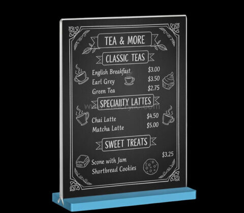 Custom acrylic double-sided 5 X 7 menus holder