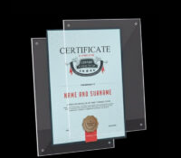 Custom acrylic wall mounted certificate frame BS-539 Custom acrylic wall mounted certificate frame