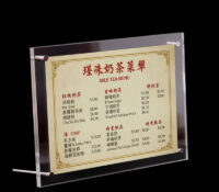 Custom acrylic countertop milk tea menu holder SH-1079 Custom acrylic countertop milk tea menu holder