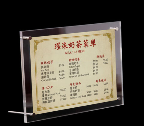 Custom acrylic countertop milk tea menu holder