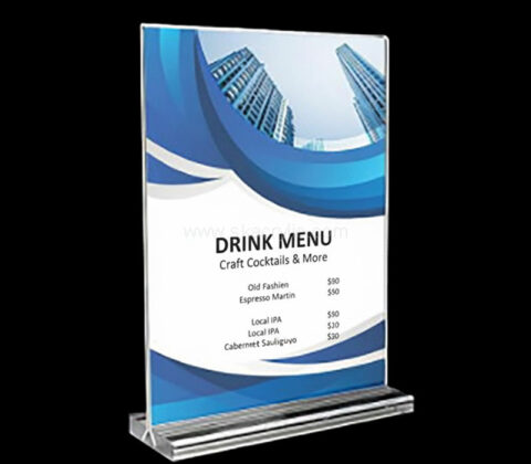 Custom acrylic tabletop drink menu holder