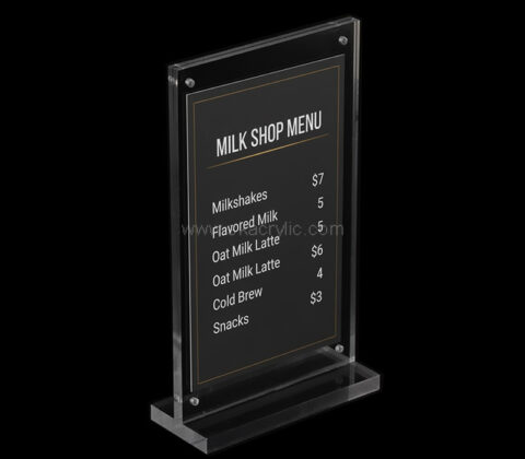 Custom acrylic milk shop magnetic menu holder