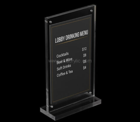Custom acrylic lobby drinking magnetic menu holder
