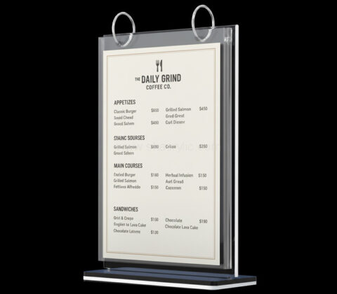 Custom acrylic flip menu stand