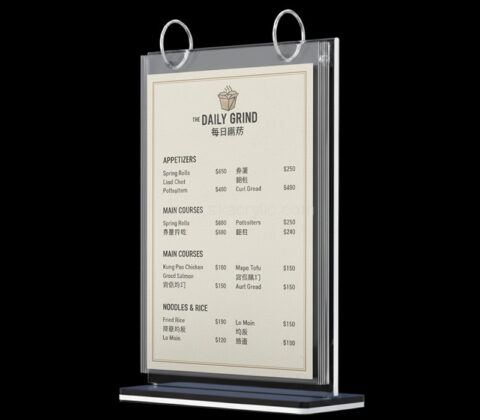 Custom acrylic T-shaped flip menu stand