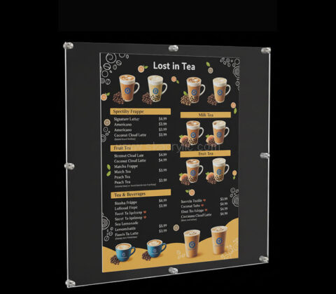 Custom acrylic floating tea shop poster frame
