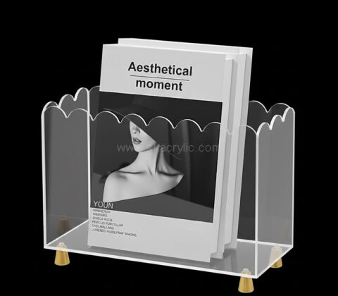 Custom acrylic magazine holder with gold feet