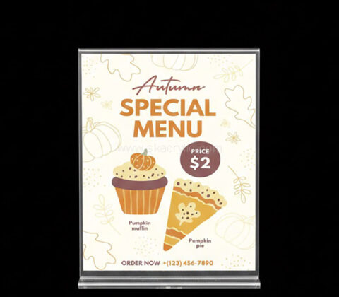 Custom acrylic modern cafés table menu stand