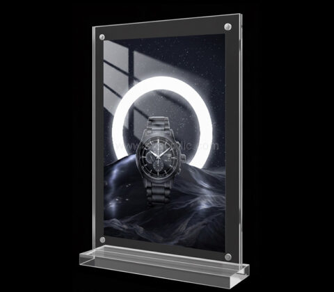 Custom acrylic T shaped magnetic sign holder