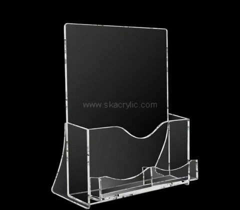 Custom acrylic brochure holder with business cards pockets