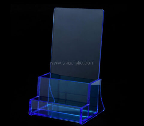 Custom acrylic flyer holder with business cards pocket