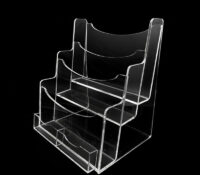 Custom acrylic 3 tiers pamphlet holder with card holder BH-2675 Custom acrylic 3 tiers pamphlet holder with card holder