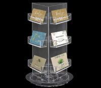 Custom acrylic 3 tiers rotating cards stand holders BH-2677 Custom acrylic 3 tiers rotating cards stand holders