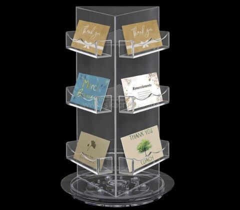 Custom acrylic 3 tiers rotating cards stand holders