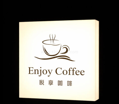 Custom acrylic wall warm backlit café sign