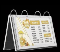 Custom acrylic V-shaped flip menu holder SH-1114 Custom acrylic V-shaped flip menu holder