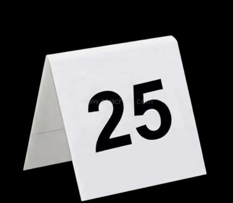 Custom acrylic V shape table number sign