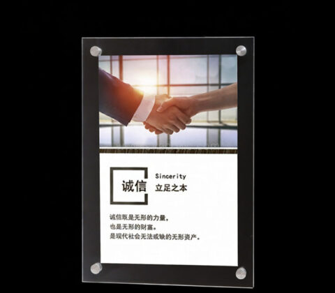 Custom acrylic wall mounted AD sign holder