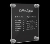 Custom acrylic floating coffee shop menu holder BS-575 Custom acrylic floating coffee shop menu holder