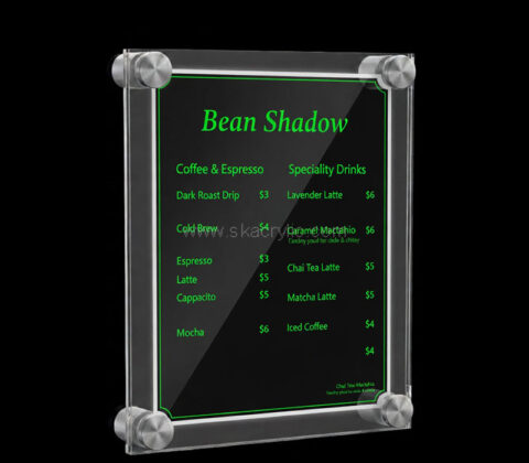 Custom acrylic wall coffee shop sign holder