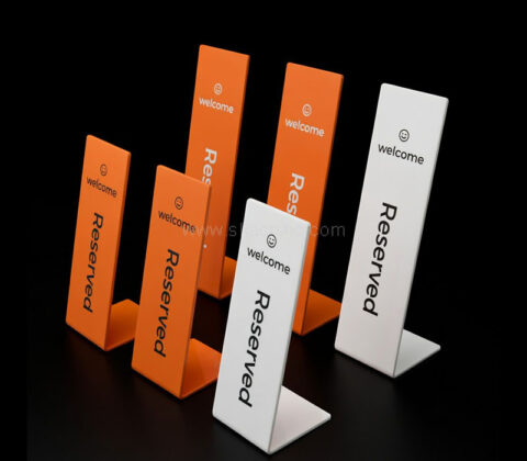 Custom acrylic L shape reserved table sign
