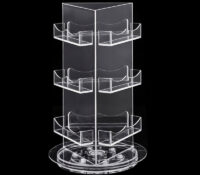 Custom acrylic rotating multi tiers business cards holder BH-2697 Custom acrylic rotating multi tiers business cards holder