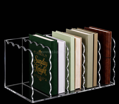 Custom scalloped acrylic notebook magazine holders