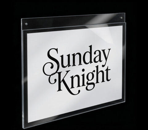 Custom acrylic hanging U frame sign holder