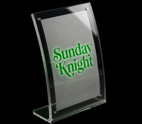Custom acrylic countertop curved sign holder