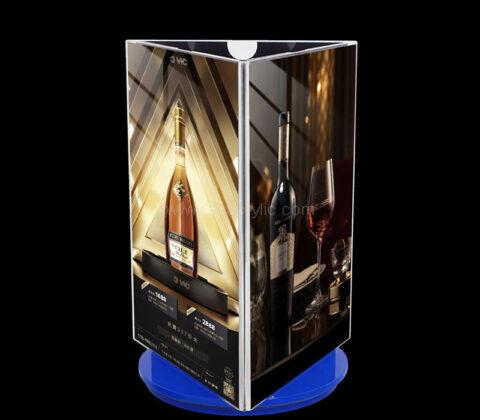 Custom acrylic tabletop 3 sides rotating sign holder