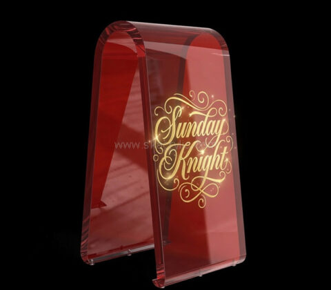 Custom acrylic countertop V shaped sign